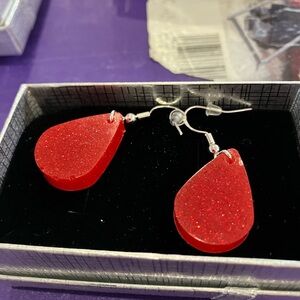 Sparkling Red Teardrop Earrings